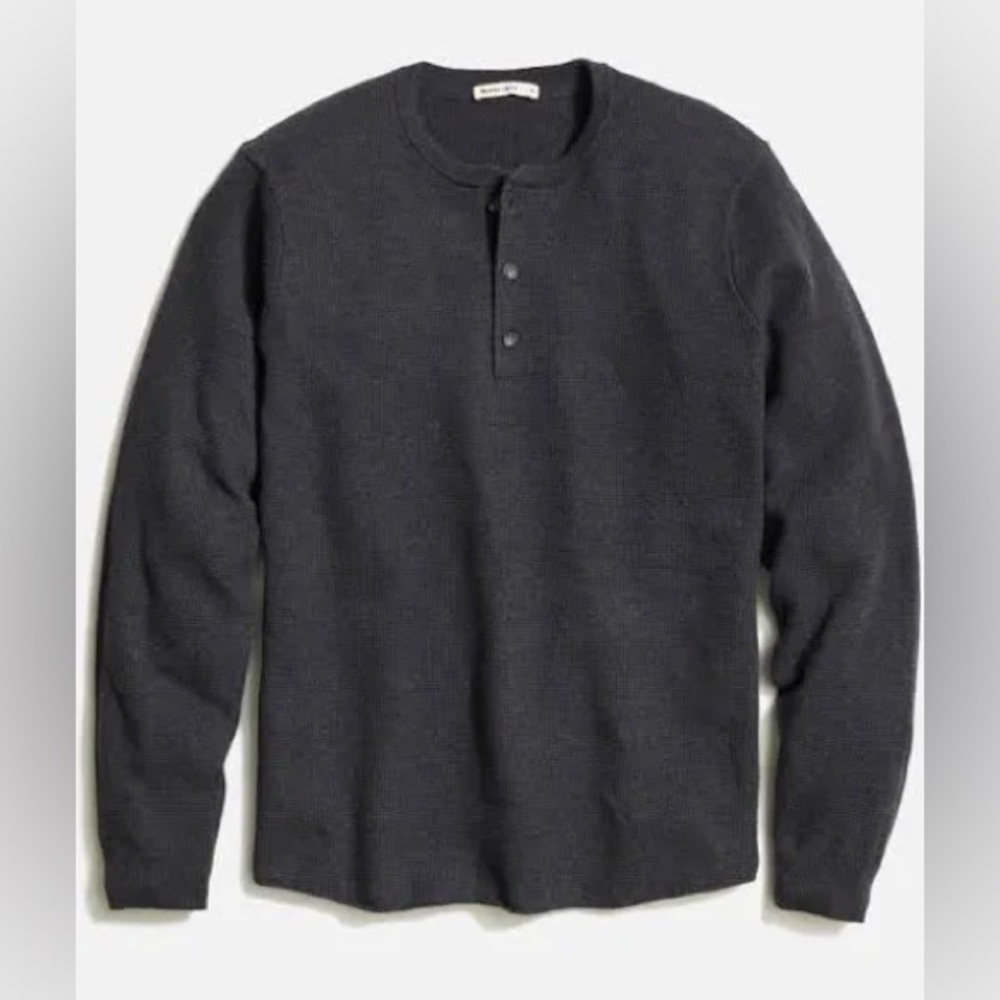 Men’s Marine Layer Waffle Knit Henley Long Sleeve Dark Charcoal